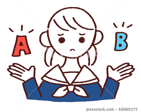 A girl in a sailor suit smiling and raising both hands to guide the selection 68060375