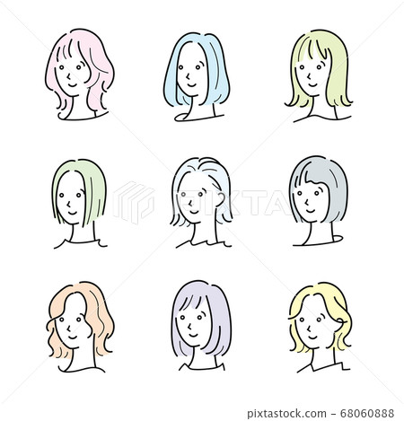 人臉圖標中等頭髮 68060888