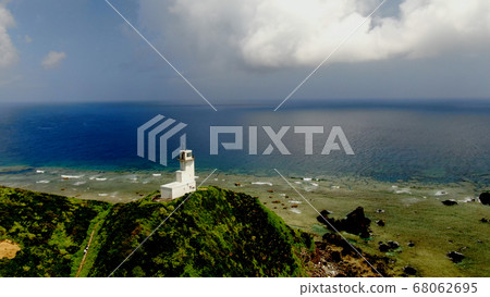 Aerial view of the coast of the Karisaki lighthouse in Amami Oshima 68062695