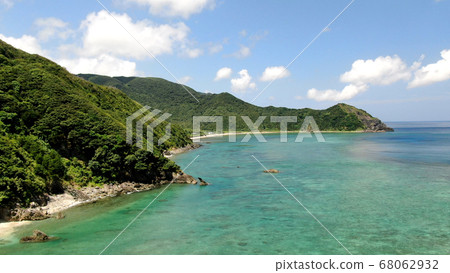 Aerial view of the coast of Yamato village in Amami Oshima Aerial view of the coast of Yamato village in Amami Oshima 68062932