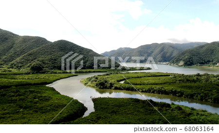 Aerial view of the Kuroshio Forest mangrove in Amami Oshima 68063164