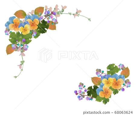 水彩秋花相框 水彩秋花相框 68063624