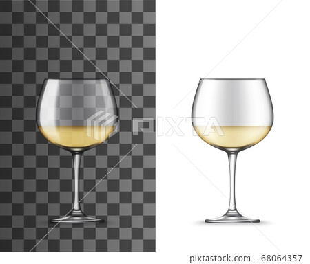 Glass of white wine montrachet realistic mockup 68064357