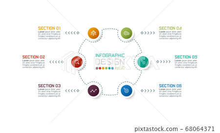 Modern circle vector design has 6 section can use Modern circle vector design has 6 section can use 68064371