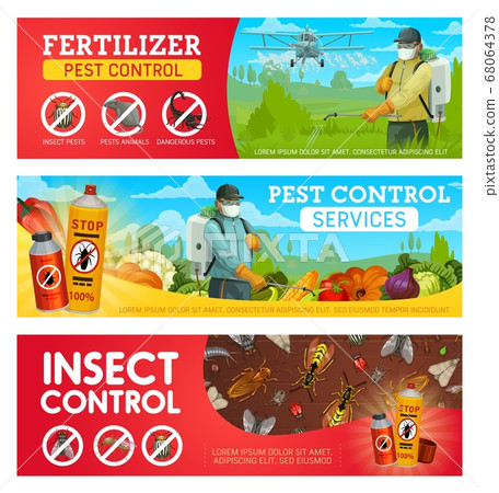 Pest control banners with insects, exterminators Pest control banners with insects, exterminators 68064378