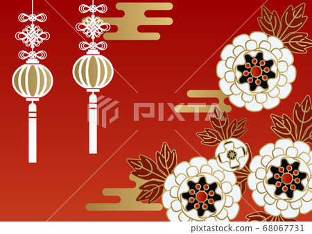 Background material for the New Year. Illustration of Chinese style flower and lantern. Background material. Spring festival. 68067731