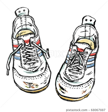 Showa-style athletic shoes worn out, print style 68067887