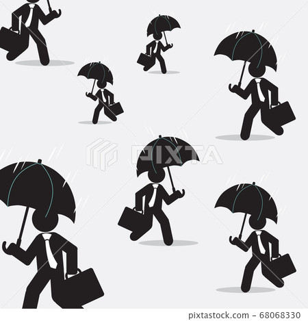 Business Man Icon With an Umbrella in The Rain Business Man Icon With an Umbrella in The Rain 68068330