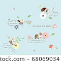 Cat and flower_blue 68069034