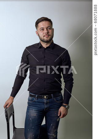 Confident Male Looks Straight. Concept Leadership, Success, Achievement Goals Confident Male Looks Straight. Concept Leadership, Success, Achievement Goals 68071888