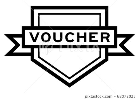 Vintage black color pentagon label banner with word voucher on white background 68072025