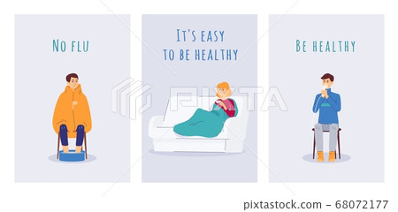 Set of banners for explanation of flu and cold prevention and treatment methods, flat vector illustration. Set of banners for explanation of flu and cold prevention and treatment methods, flat vector illustration. 68072177