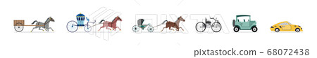 Transport evolution from horse carriage to car flat vector illustration isolated. 68072438