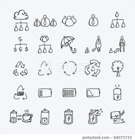 Business vector doodle icons set. Drawing sketch Business vector doodle icons set. Drawing sketch 68073733
