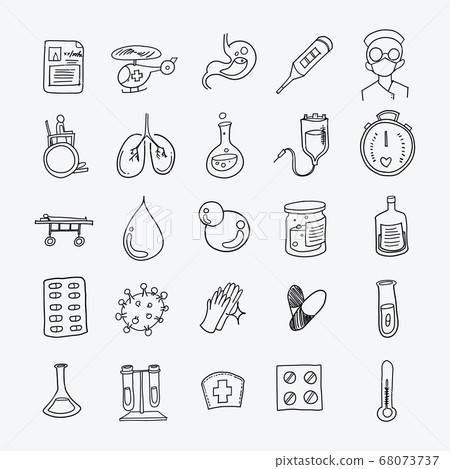 Health vector doodle icons set. Drawing sketch Health vector doodle icons set. Drawing sketch 68073737