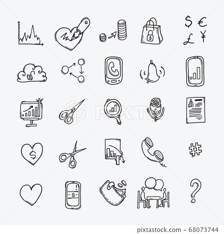 Business vector doodle icons set. Drawing sketch - Stock Illustration ...