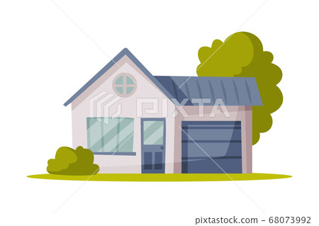 Suburban House, Family Home Vector Illustration on White Background Suburban House, Family Home Vector Illustration on White Background 68073992