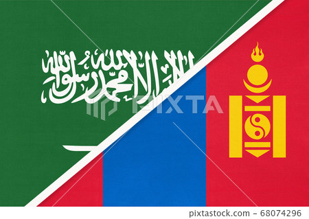 Saudi Arabia and Mongolia, symbol of national flags Saudi Arabia and Mongolia, symbol of national flags 68074296