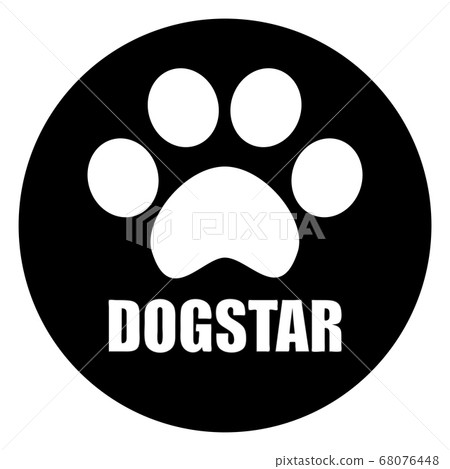 Dogstar black round logo with text space. Pets paw badge. Animal geometric label isolated. Vector banner for zoo business. Simple funny sticker 68076448