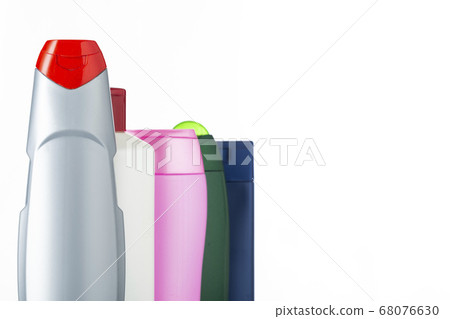 A lot of nameless plastic bottles of different A lot of nameless plastic bottles of different 68076630