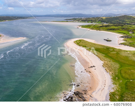 Aerial view of Doagh, north coast county Donegal, Ireland 68076908