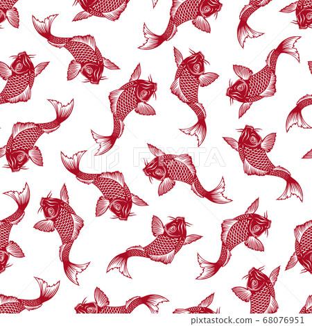 Japanese style, carp seamlessly continuous pattern, Japanese style, carp seamlessly continuous pattern, 68076951