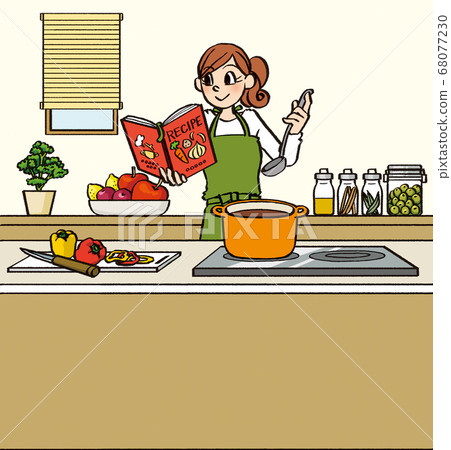 Illustration hand-painted female cooking hobby... - Stock Illustration  [68077230] - PIXTA