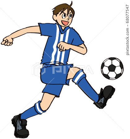 Illustration hand drawn business men hobbies soccer dribbling sports 68077547