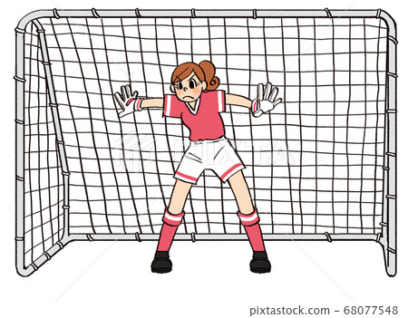 Illustration hand drawn business woman hobby soccer keeper goal sports 68077548