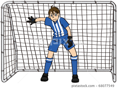 Illustration hand drawn business men hobbies soccer keeper goal sports 68077549