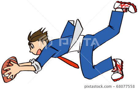 Illustration hand-drawn business men hobbies suits try rugby sports 68077558