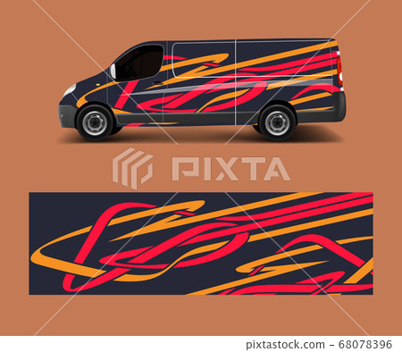 Van Wrap design template vector with wave shapes, 68078396