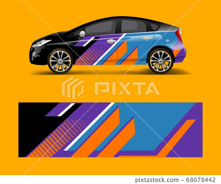 Car decal vector, graphic abstract racing designs 68078442