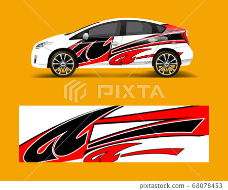 Racing car wrap. abstract strip shapes for Company 68078453