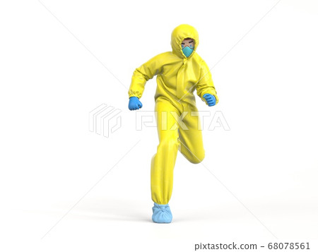 Medic in hazmat suit running on emergency call Medic in hazmat suit running on emergency call 68078561