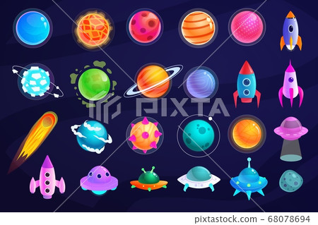 Fantasy space set isolated on dark background 68078694