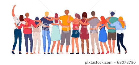 Diverse multiethnic people group together backview Diverse multiethnic people group together backview 68078780