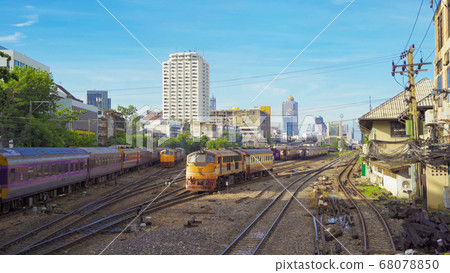 Thai local old classic train or tram on railway in 68078850
