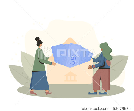 Unic city basic income. Vector flat color concept. Unic city basic income. Vector flat color concept. 68079623