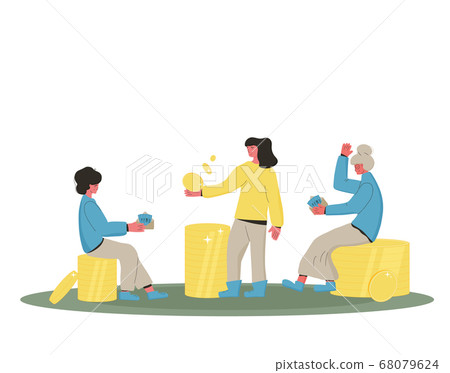 Unic city basic income. Vector flat color concept. Unic city basic income. Vector flat color concept. 68079624
