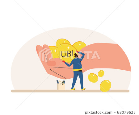 Unic city basic income. Vector flat color concept. Unic city basic income. Vector flat color concept. 68079625