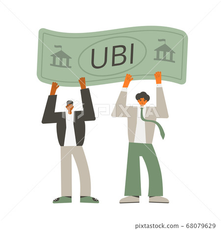 Unic city basic income. Vector flat color concept. Unic city basic income. Vector flat color concept. 68079629