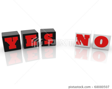YES and NO concept of toy cubes on white background 68080507
