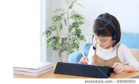 Girl using a pen tablet Tablet learning Online learning EdTech EdTech 68080902