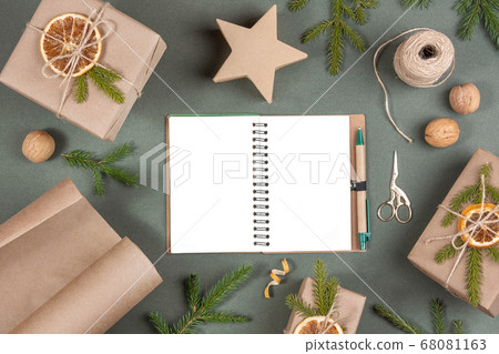 Blank white notepad, boxes, craft paper, twine, Blank white notepad, boxes, craft paper, twine, 68081163