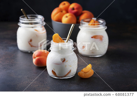 Sweet healthy yogurt with apricots 68081377
