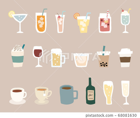 手繪插圖的飲料/果汁/酒/酒/咖啡/雞尾酒/時尚 68081630