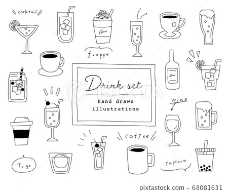 Set of hand-drawn illustrations of drinks/juice/wine/coffee/cocktails/fashion Set of hand-drawn illustrations of drinks/juice/wine/coffee/cocktails/fashion 68081631