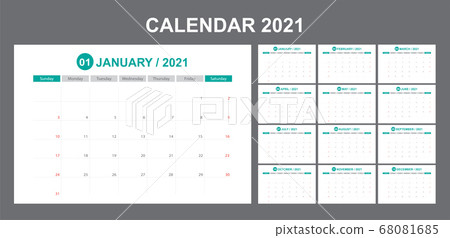 Calendar annual vector template year 2021 for office, layout corporate and company with horizontal. Calendar annual vector template year 2021 for office, layout corporate and company with horizontal. 68081685