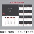 Calendar annual vector template year 2021 for office, layout corporate and company with vertical. 68081686